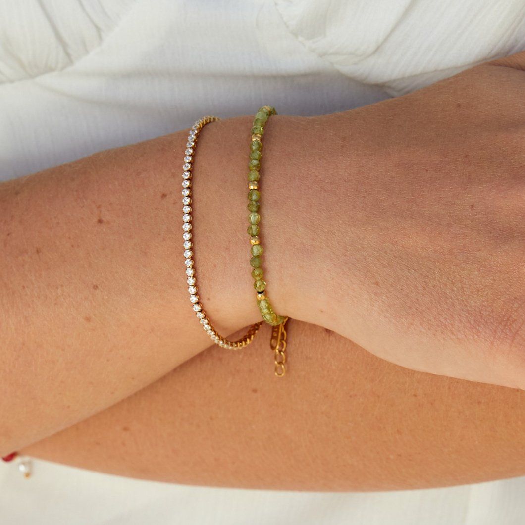 Dusty Olive Green Beaded Strand Bracelet