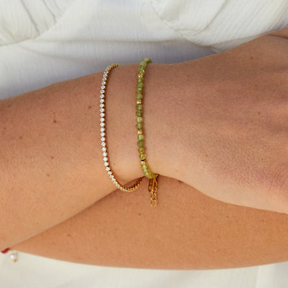 Dusty Olive Green Beaded Strand Bracelet