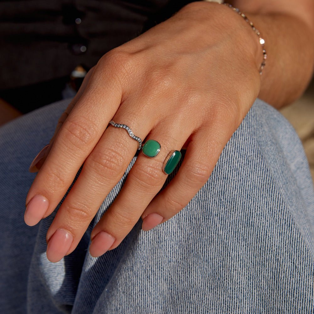Willow Soft Green Silver-Tone Open Wrap Ring