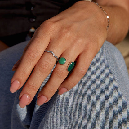 Willow Soft Green Silver-Tone Open Wrap Ring