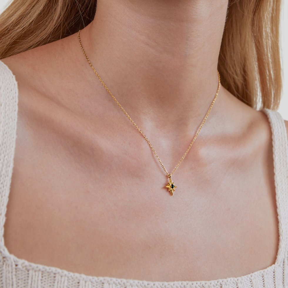 Starlit Green Crystal Pendant Necklace