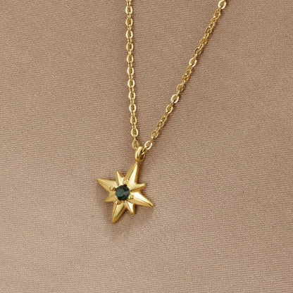 Starlit Green Crystal Pendant Necklace