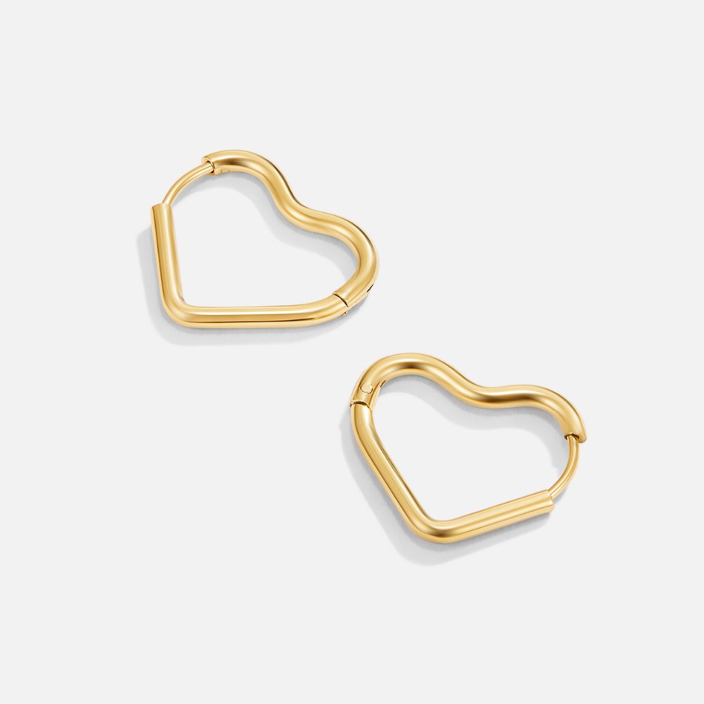 Little Heart Gold-Tone Hoop Earrings