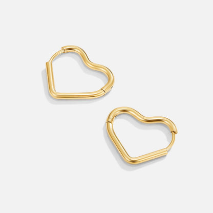 Little Heart Gold-Tone Hoop Earrings