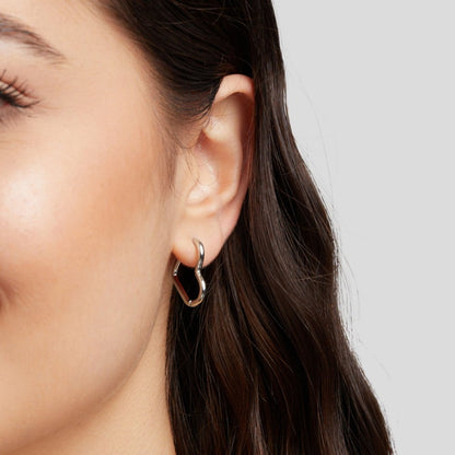 Petite Heart Silver-Tone Hoop Earrings