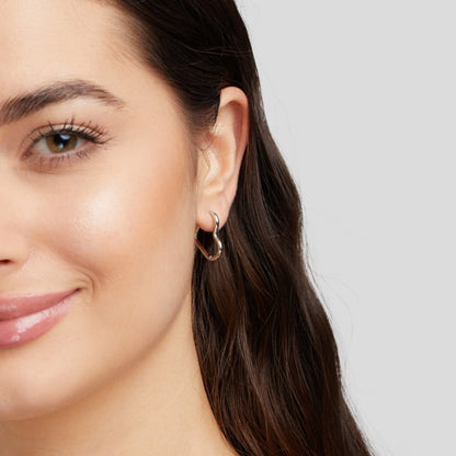 Petite Heart Silver-Tone Hoop Earrings