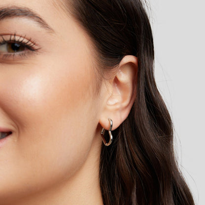 Petite Heart Silver-Tone Hoop Earrings