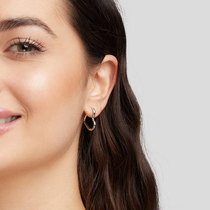 Petite Heart Silver-Tone Hoop Earrings