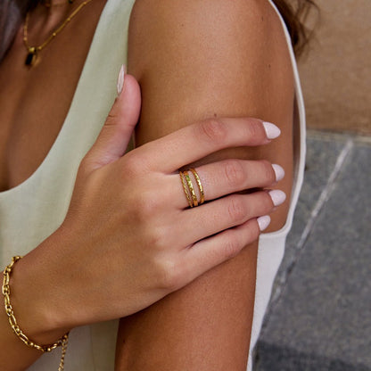 Hella Gold-Tone Fine Stacking Band Ring Set