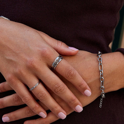 Hella Silver-Tone Fine Stacking Band Set