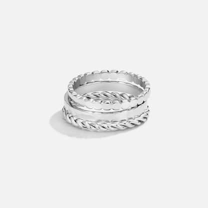 Hella Silver-Tone Fine Stacking Band Set