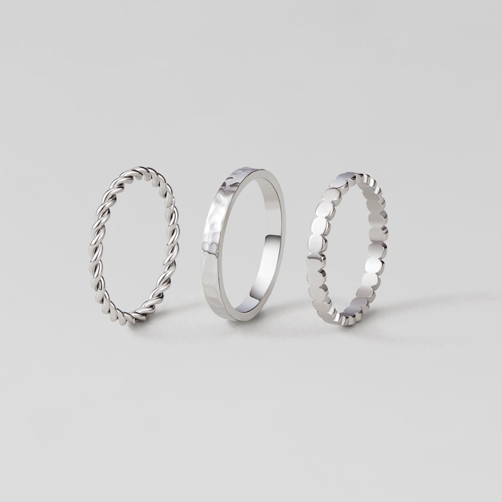 Hella Silver-Tone Fine Stacking Band Set