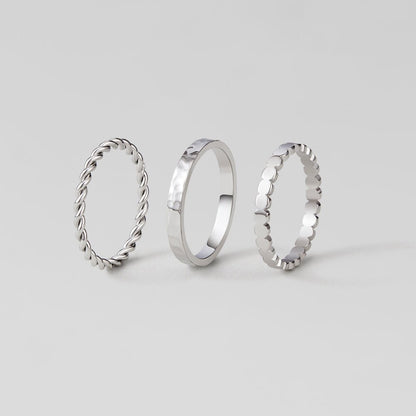 Hella Silver-Tone Fine Stacking Band Set