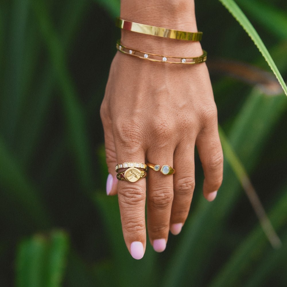 Hera Close Set Crystal Gold-Tone Ring