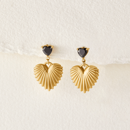 Hera Small Heart Charm Gold-Tone Drop Earrings
