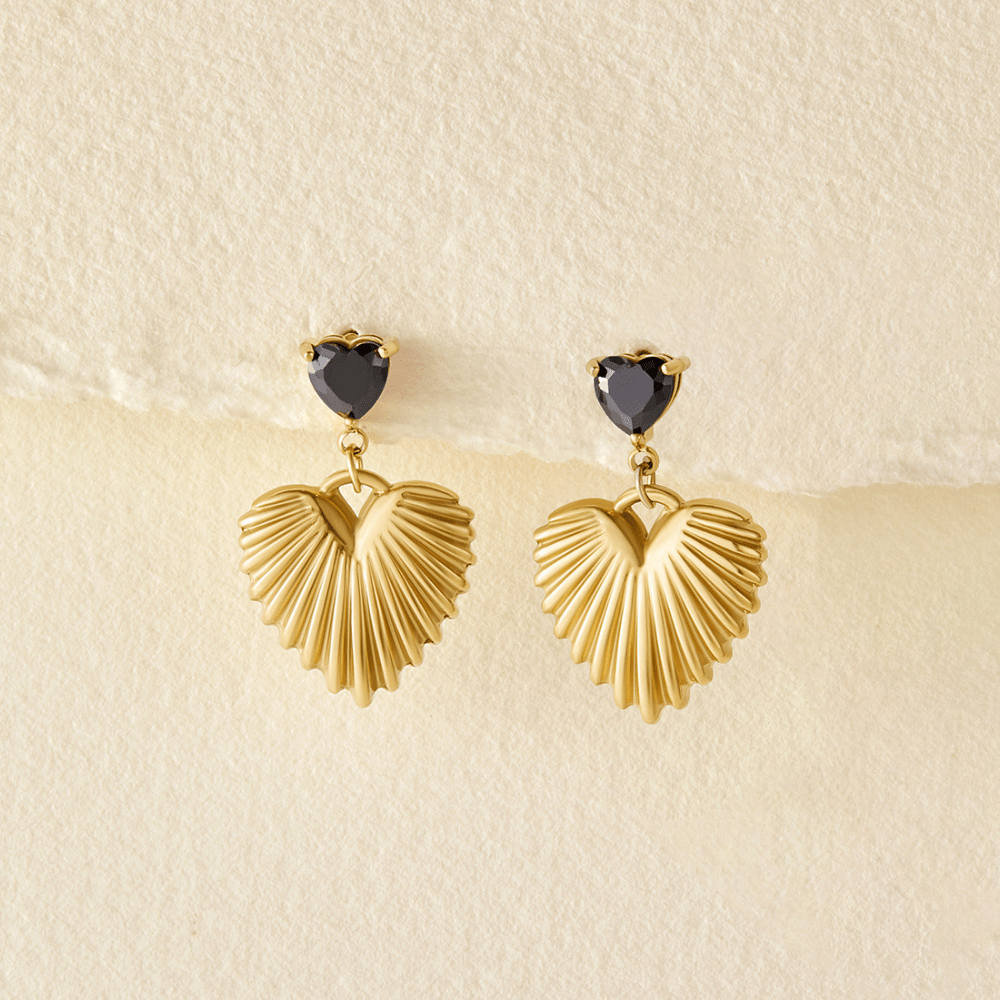 Hera Small Heart Charm Gold-Tone Drop Earrings