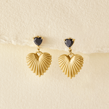 Hera Small Heart Charm Gold-Tone Drop Earrings