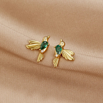 Tiny Hummingbird Stud Earrings in Fine Detail