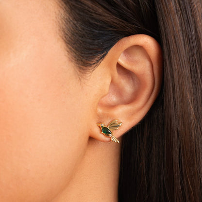 Tiny Hummingbird Stud Earrings in Fine Detail