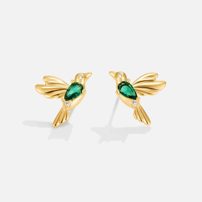 Tiny Hummingbird Stud Earrings in Fine Detail