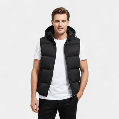 Men's Hooded Body Warmer – Thick Quilted Cotton