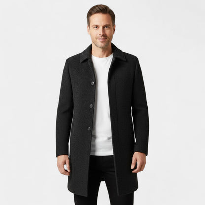 Men's Wool and Velvet Coat – Classic Lapel Collar