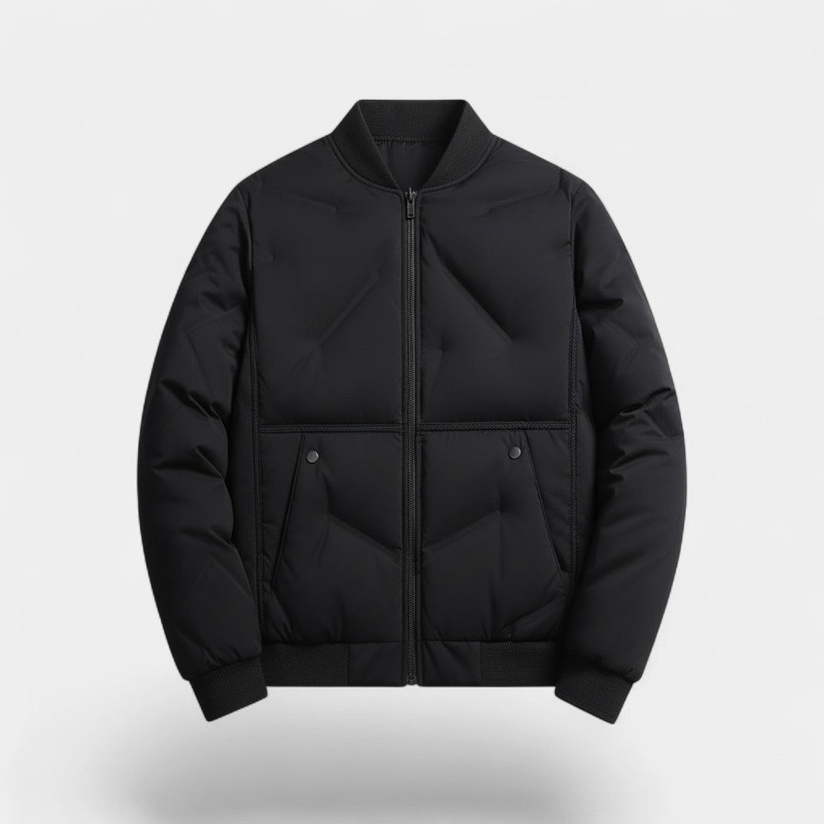 Men's Quilted Cotton Jacket – Half Height Stand Collar