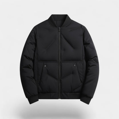 Men's Quilted Cotton Jacket – Half Height Stand Collar