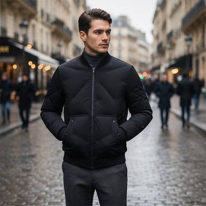 Men's Quilted Cotton Jacket – Half Height Stand Collar