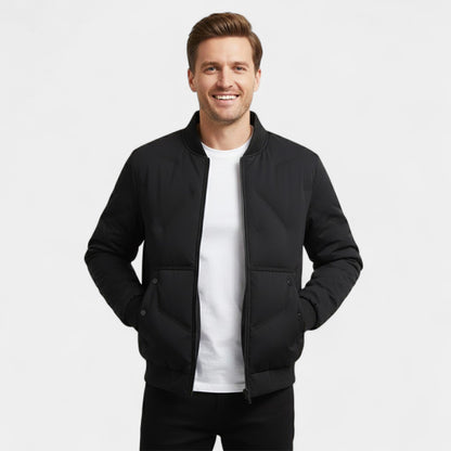 Men's Quilted Cotton Jacket – Half Height Stand Collar