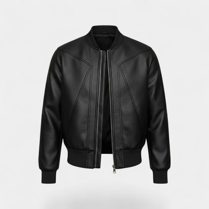 Men's Textured Leather Jacket – Structured Regular Fit