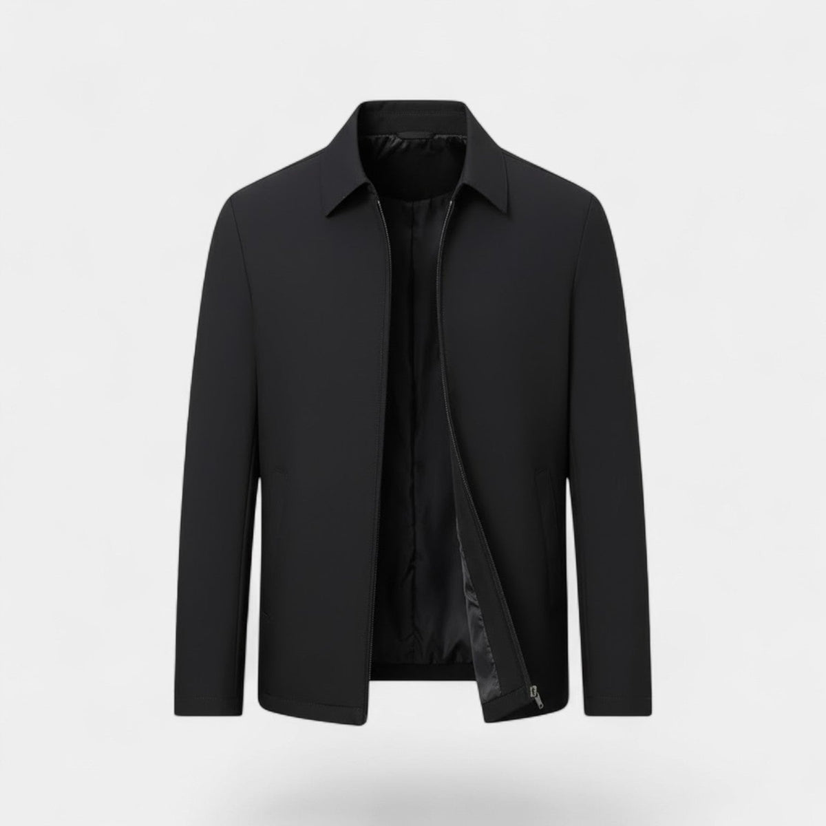 Men's Technical Fabric Coat – Polo Collar, Button Front