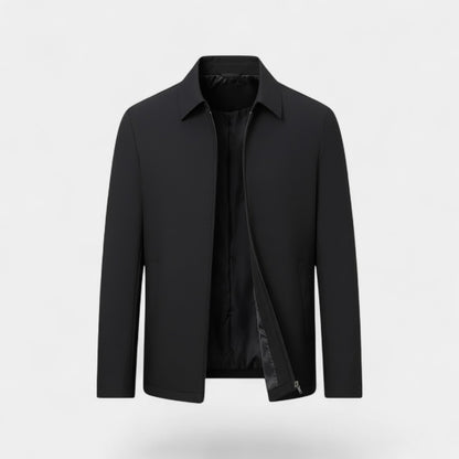 Men's Technical Fabric Coat – Polo Collar, Button Front