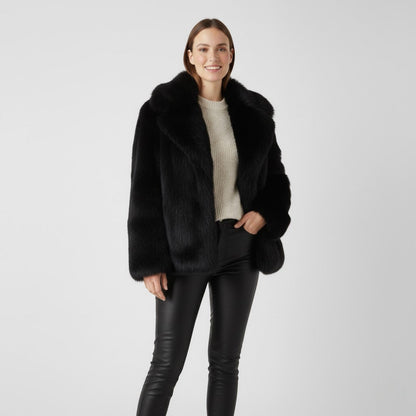 Women's Winter Coat – Faux Fur Lined Wide Lapels