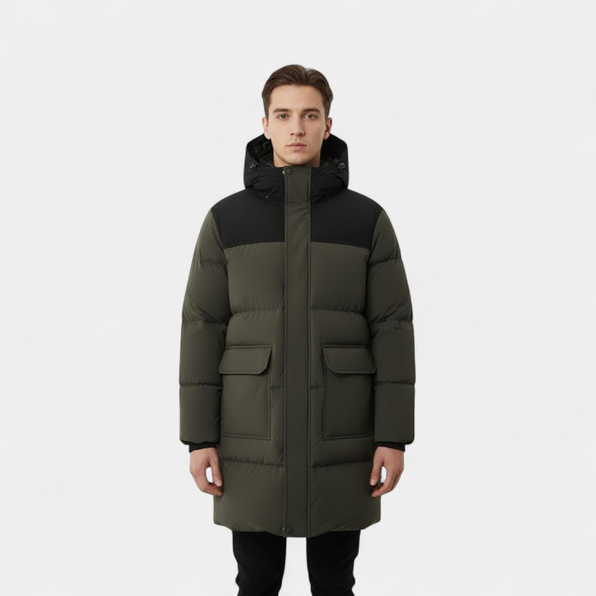 Men's Long Winter Coat – Waterproof Hooded Design