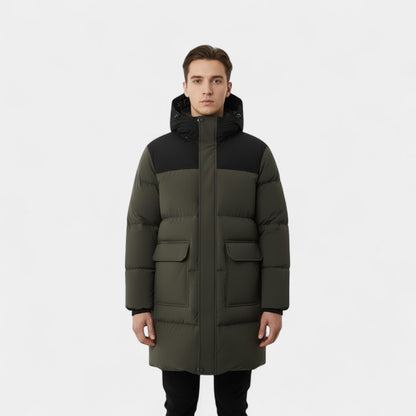 Men's Long Winter Coat – Waterproof Hooded Design