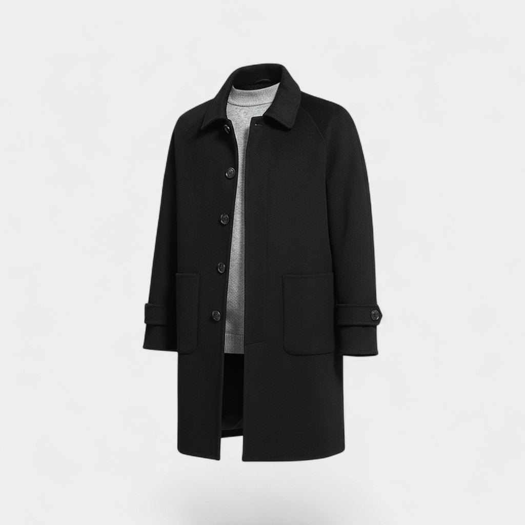 Men's Reversible Cashmere Coat – Mid Length, Single Breasted