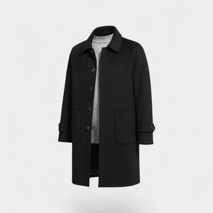 Men's Reversible Cashmere Coat – Mid Length, Single Breasted