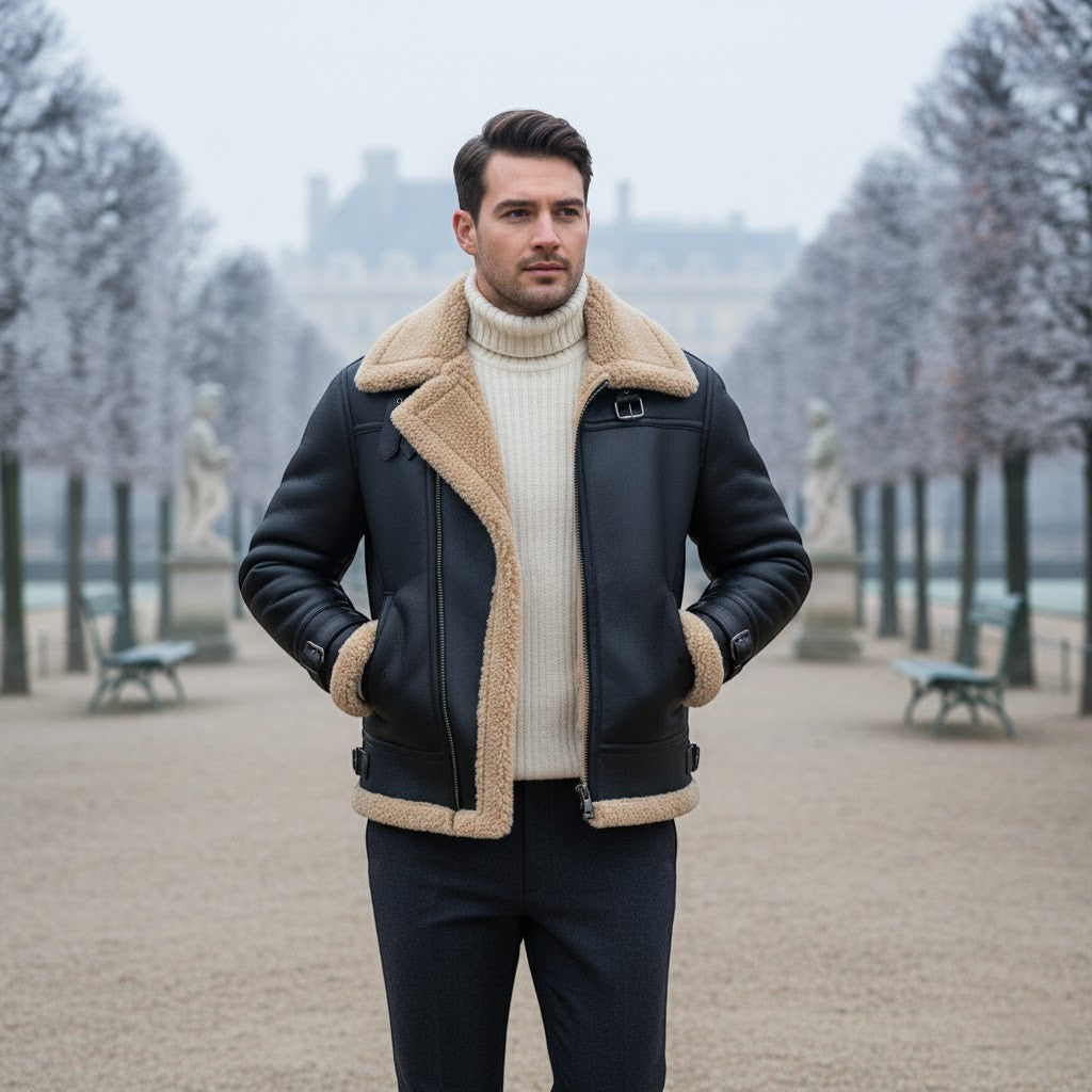 Men's Military Jacket – faux fur Collar and Warm Lining