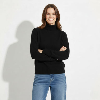 Women's Wool Blend Roll Neck Jumper – Relaxed Fit