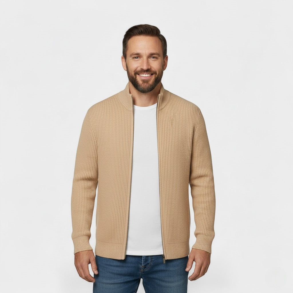 Men's Knitted Cardigan – Slim Fit Open Front Style