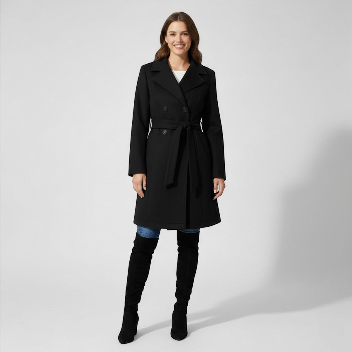 Women's Long Wool Coat – Fitted with Back Lacing
