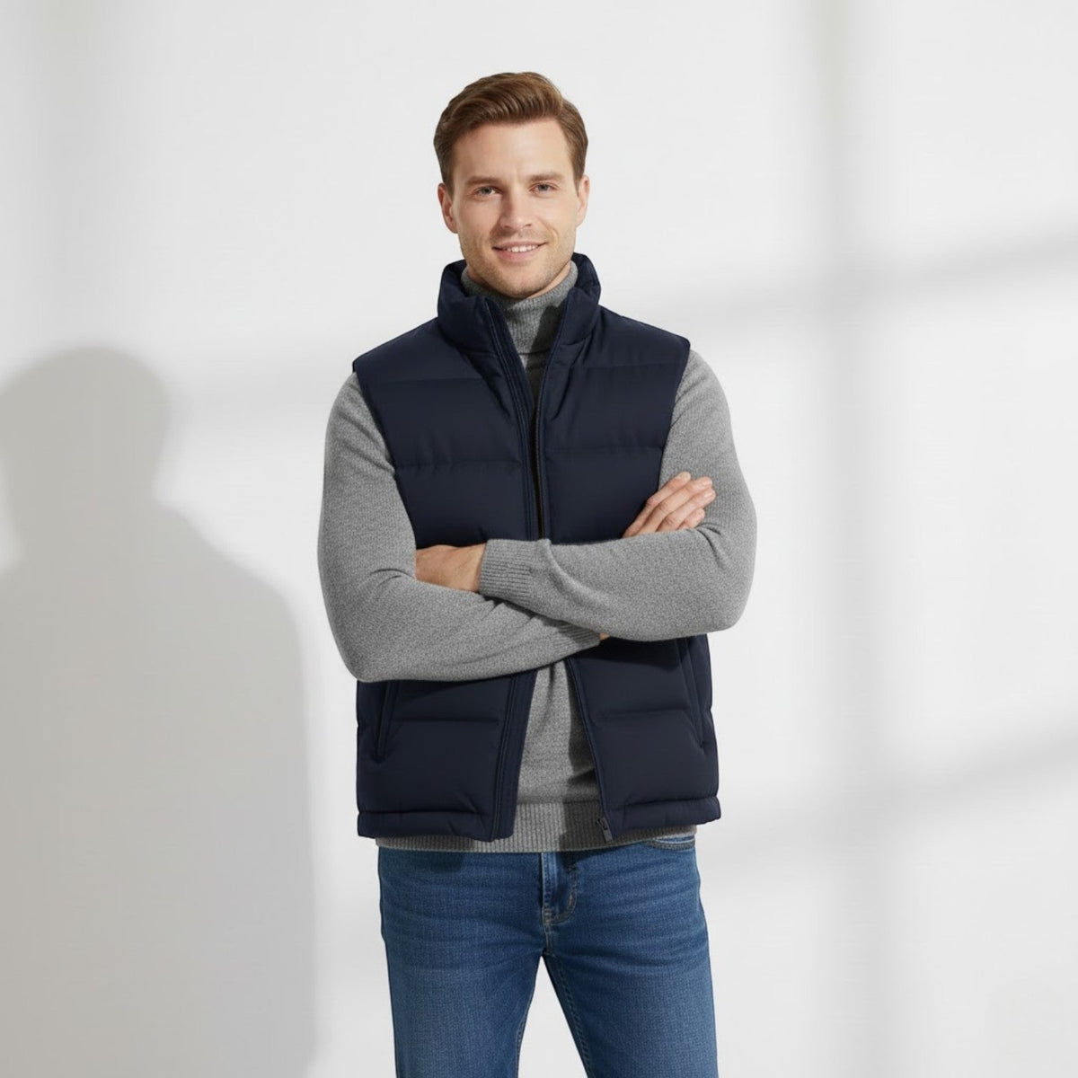 Men's Quilted Body Warmer – Slim Fit Stand Collar