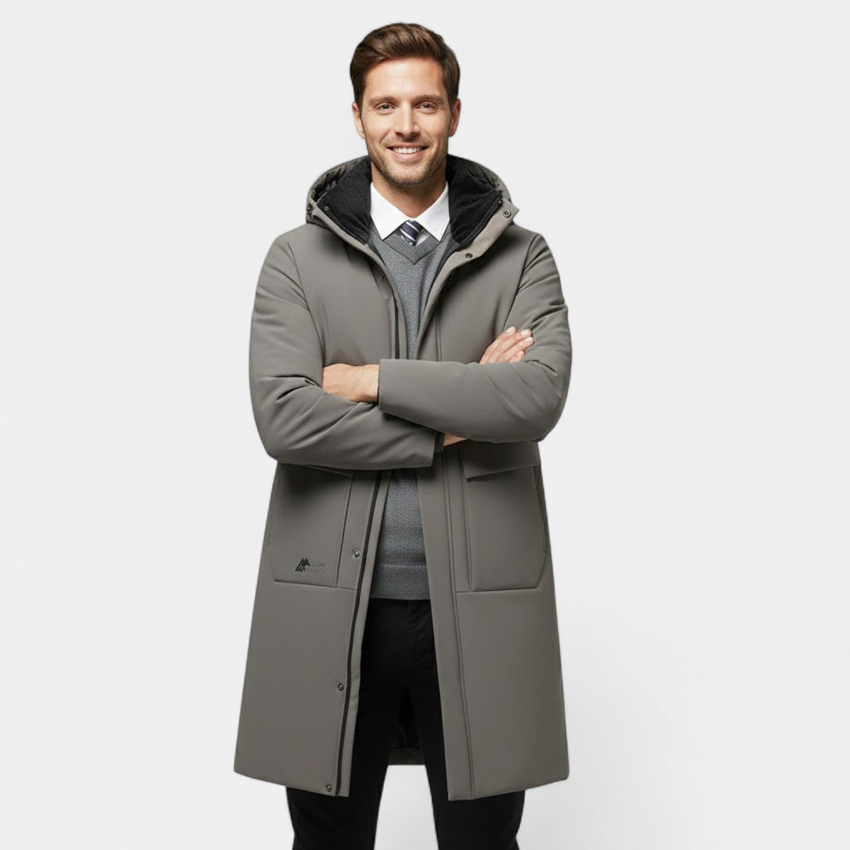 Men's Long Quilted Hooded Coat – Cotton Padded Warmth