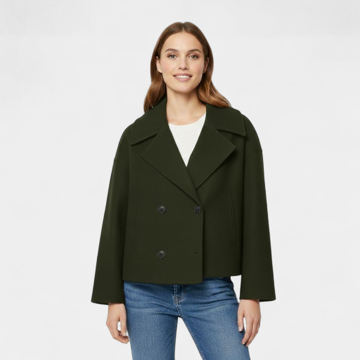 Women's Cropped Wool Jacket – Double Breasted Fit