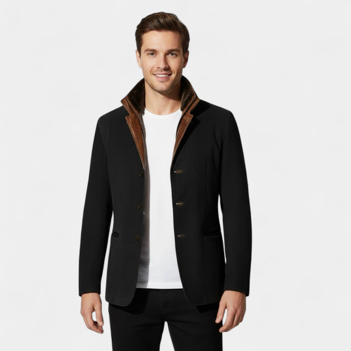 Men's Vintage Suede Jacket – Leather Trim Collar
