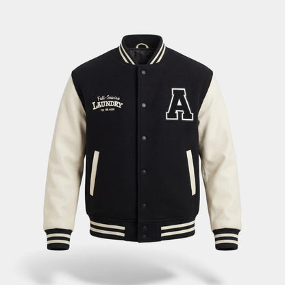 Men's Cashmere Blend Varsity Jacket – Ribbed Trims