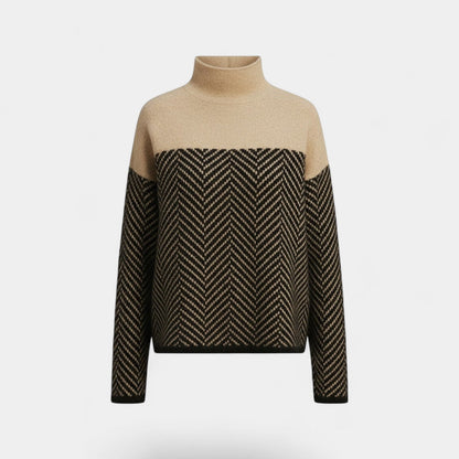 Women's Roll Neck Jumper – Pure Wool, Ribbed Cuffs