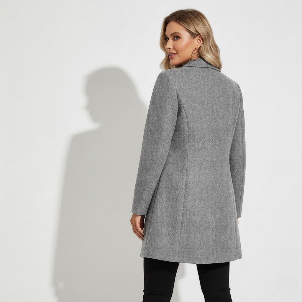 Women's Long Wool Coat – Fitted with Side Pockets
