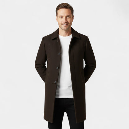 Men's Wool and Velvet Coat – Classic Lapel Collar